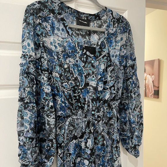 The Kooples Blue Cashmere Print Dress in Crepe Silk Muslin - NWT! - Picture 6 of 14